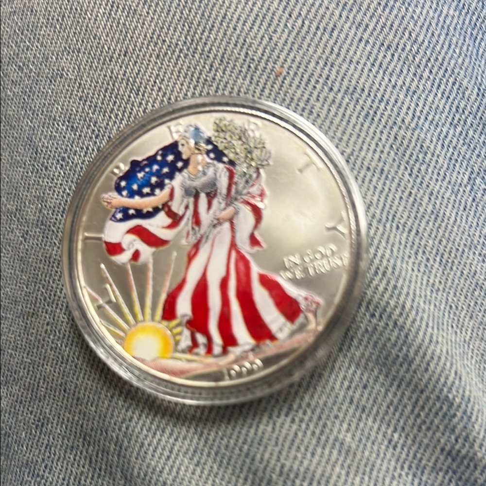 American Silver Coin with Patriotic Design